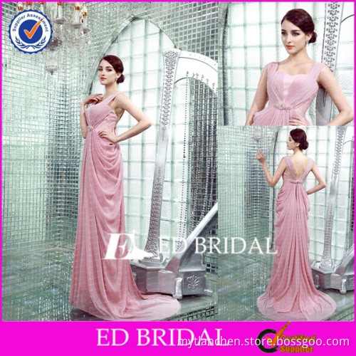CE209 Floor Length Pink Chiffon New Style Women Beaded Plus Size Evening Dress